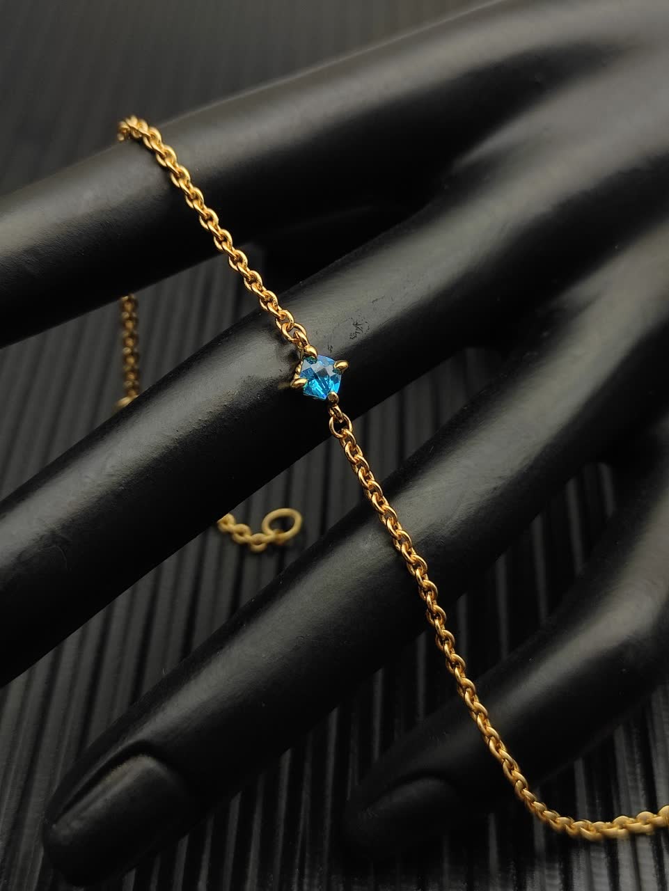 David Yurman Elegant Gold Bracelet with Blue Gemstone